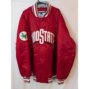 VTG Starter Ohio State Buckeyes Satin Varsity Jacket Red Snap 4XL NCAA OSU
